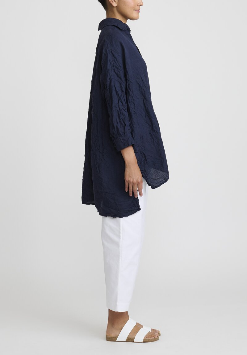 Daniela Gregis Washed Linen Camicia More Rosella Shirt in Navy Blue	