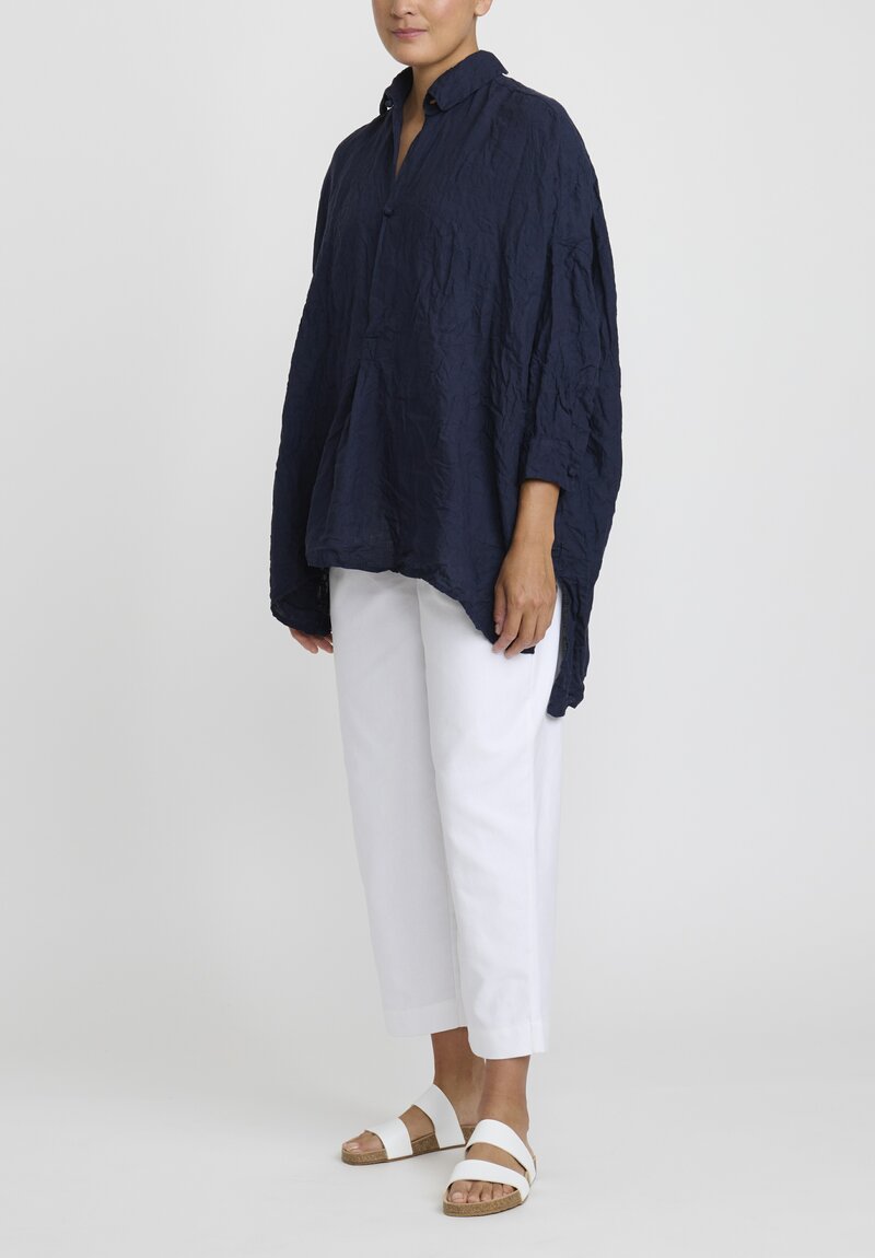 Daniela Gregis Washed Linen Camicia More Rosella Shirt in Navy Blue	
