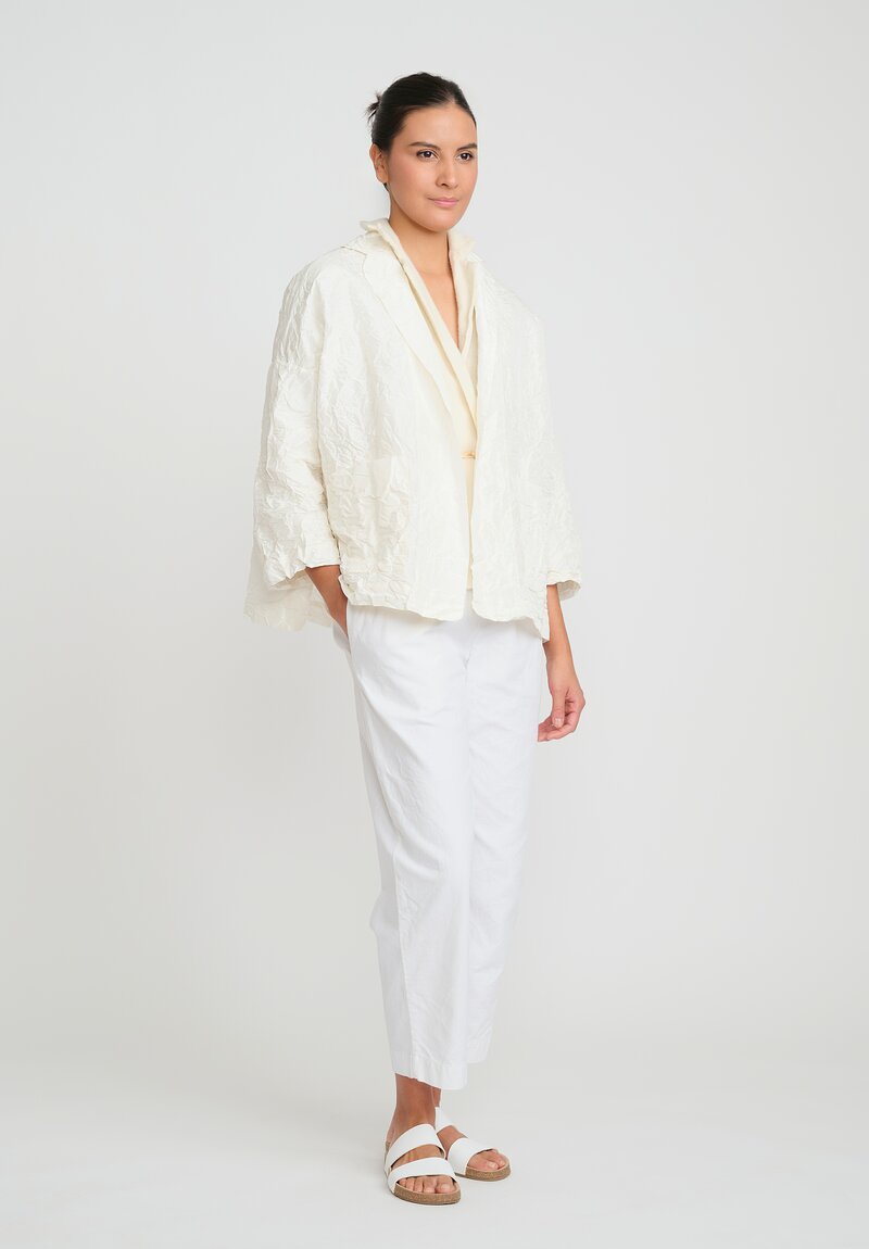 Daniela Gregis Washed Silk Giacca Gladiolo Rosella Jacket in Ivory White