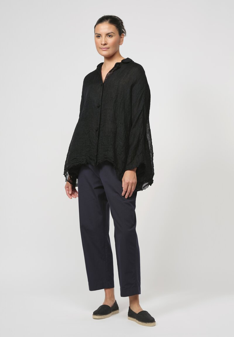 Daniela Gregis Washed Linen Luglio Rosella Jacket in Nero Black	