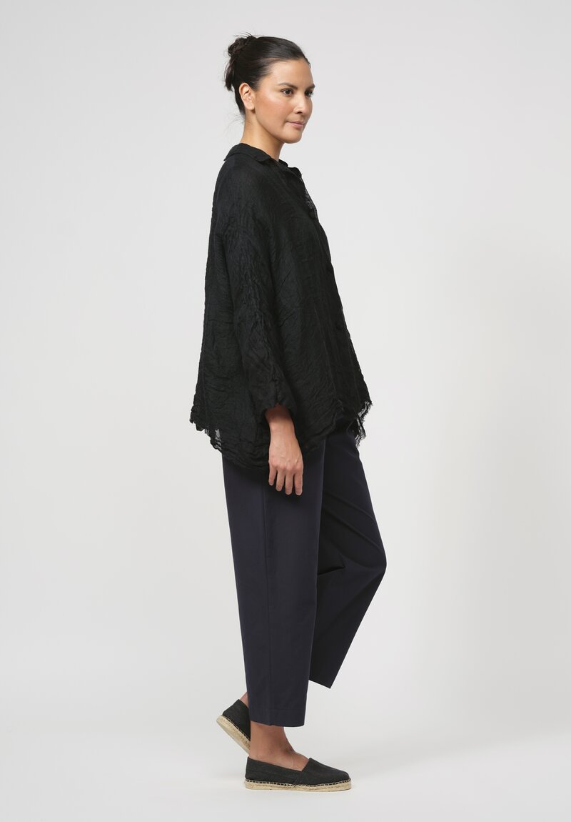 Daniela Gregis Washed Linen Luglio Rosella Jacket in Nero Black	