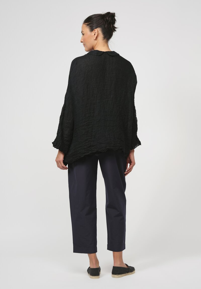 Daniela Gregis Washed Linen Luglio Rosella Jacket in Nero Black	