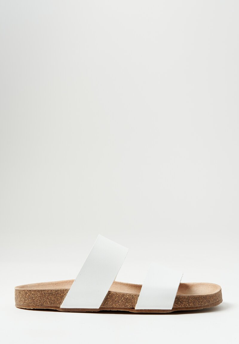 Daniela Gregis Leather Double Strap Sandals in White