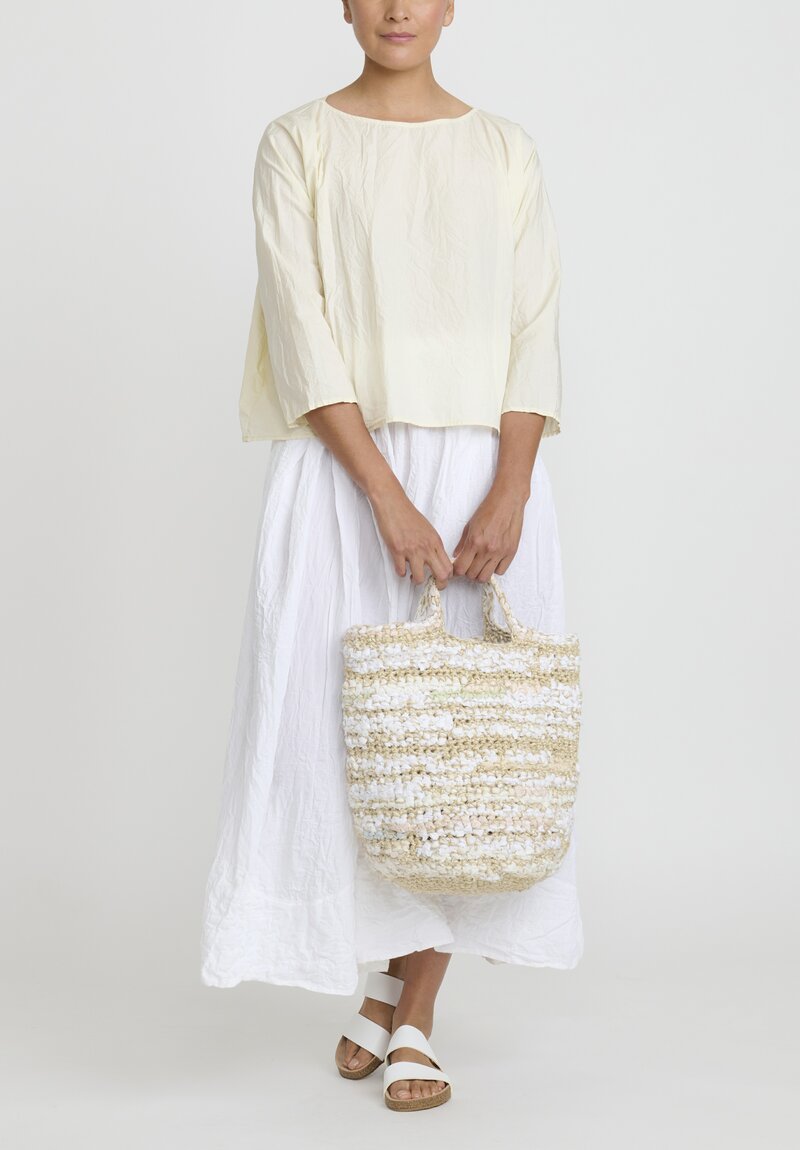 Danieal Gregis Cotton Linen Estate Bianca Crochet Bag White, Natural	