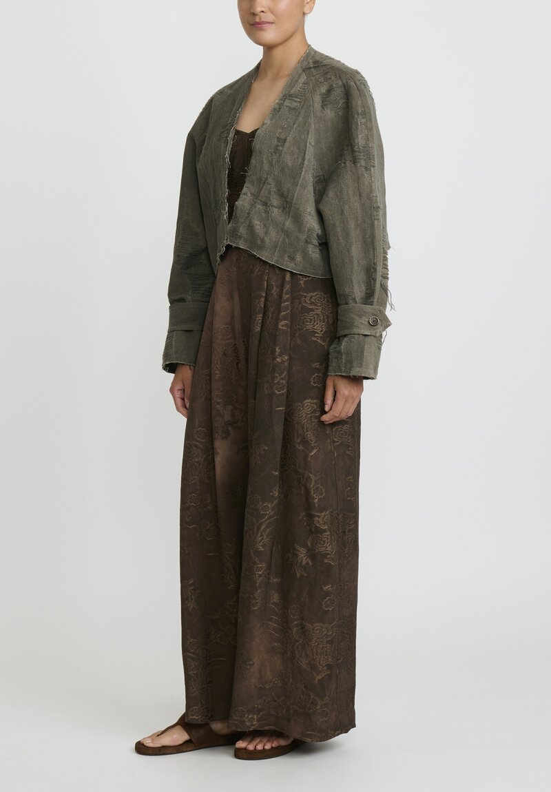 Uma Wang Cotton Linen Distressed Kady Jacket in Metamorphosis Grey	