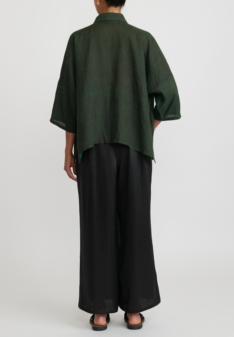 Noir Handmade Mud Linen Elvia Blouse in Black & Green | Santa Fe Dry ...