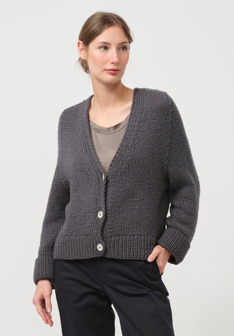 Wommelsdorff Hand Knit Cashmere Willa Cardigan in Vintage Grey	