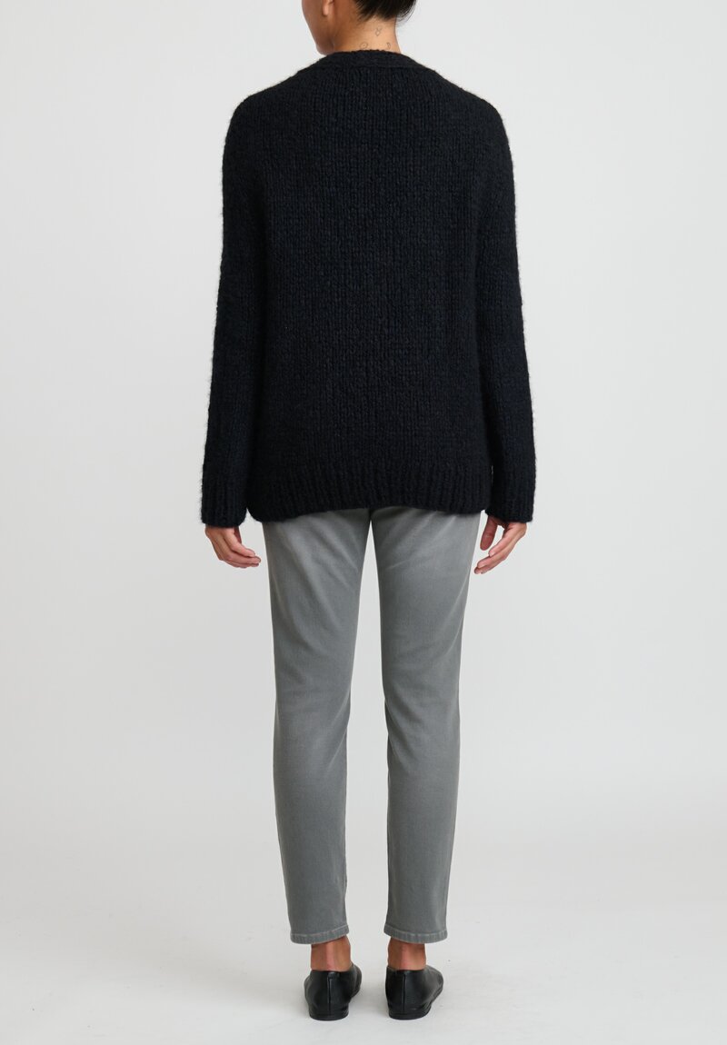 Wommelsdorff Hand Knit Cashmere & Silk Luna Cardigan in Navy Blue