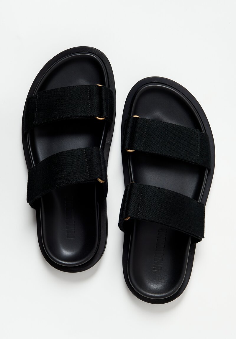 Uma Wang Leather Open Back Sandals in Black