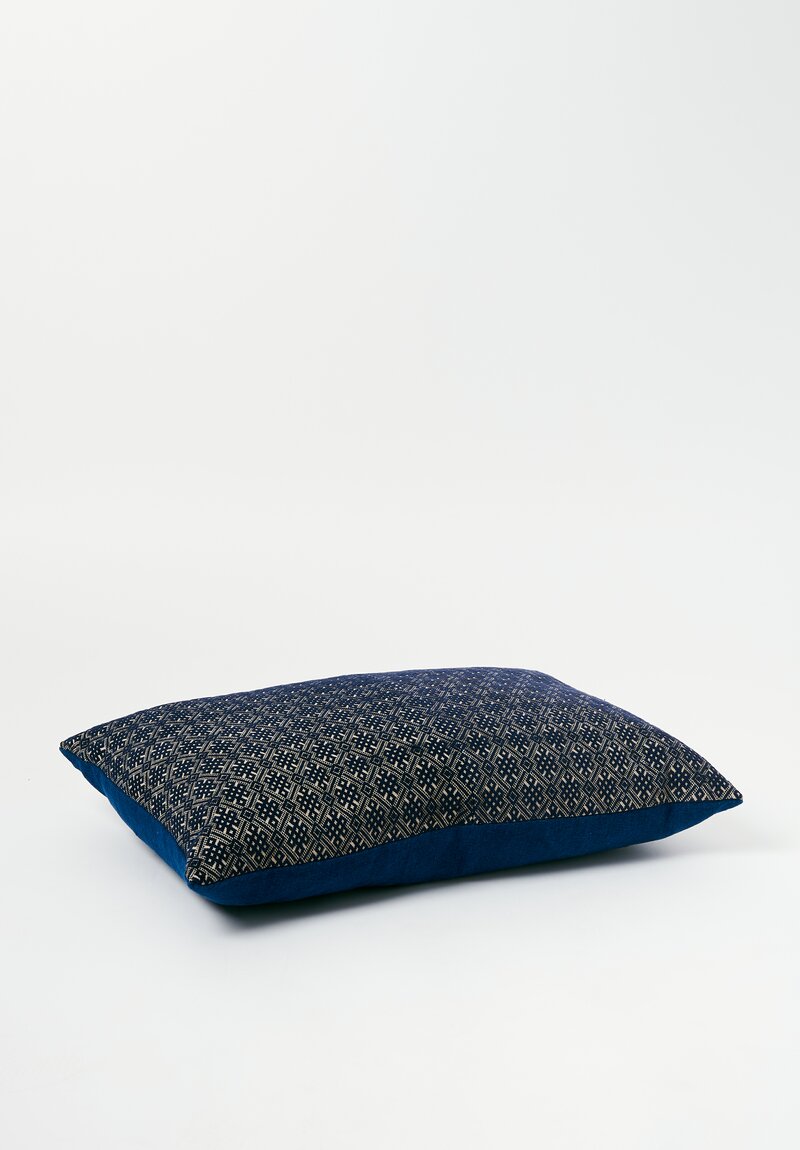 Vintage Zhuang Wedding Blanket Pillow in Indigo Blue I