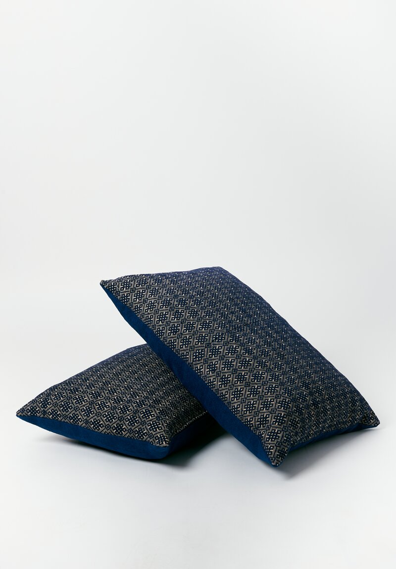 Vintage Zhuang Wedding Blanket Pillow in Indigo Blue I
