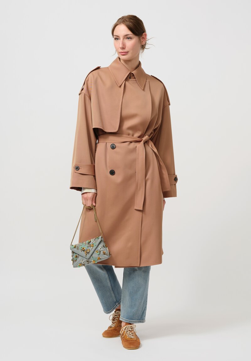 Dries Van Noten Wool Robyn Trench Coat in Camel Brown	