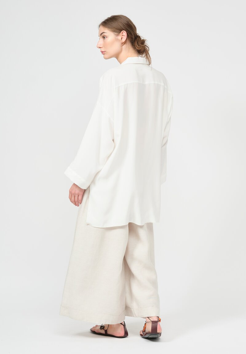 Shi Charmeuse Silk Oversized Shirt in White	