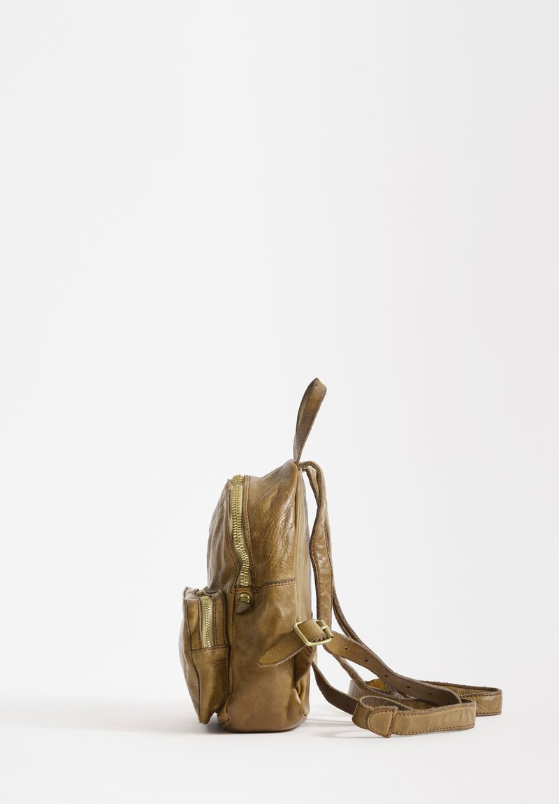 Campomaggi Leather Zainetto Backpack in Military Green	