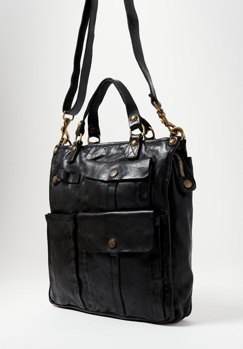 Campomaggi Leather Shopping Tote Black