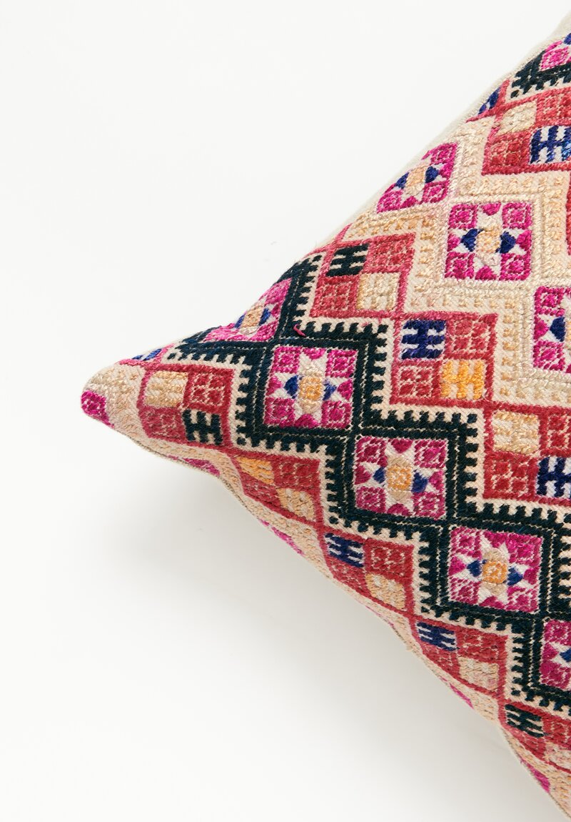 Antique Zhuang Cotton & Silk Wedding Blanket Pillow	