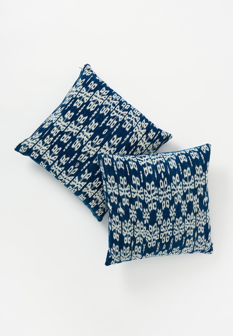 Cotton Ikat Sumba Shawl Pillow in Indigo Blue II	