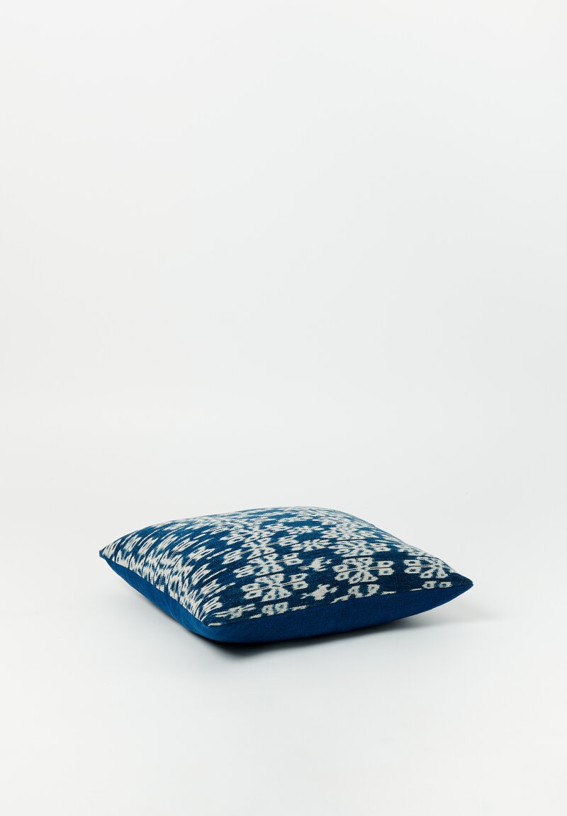 Cotton Ikat Sumba Shawl Pillow in Indigo Blue II	