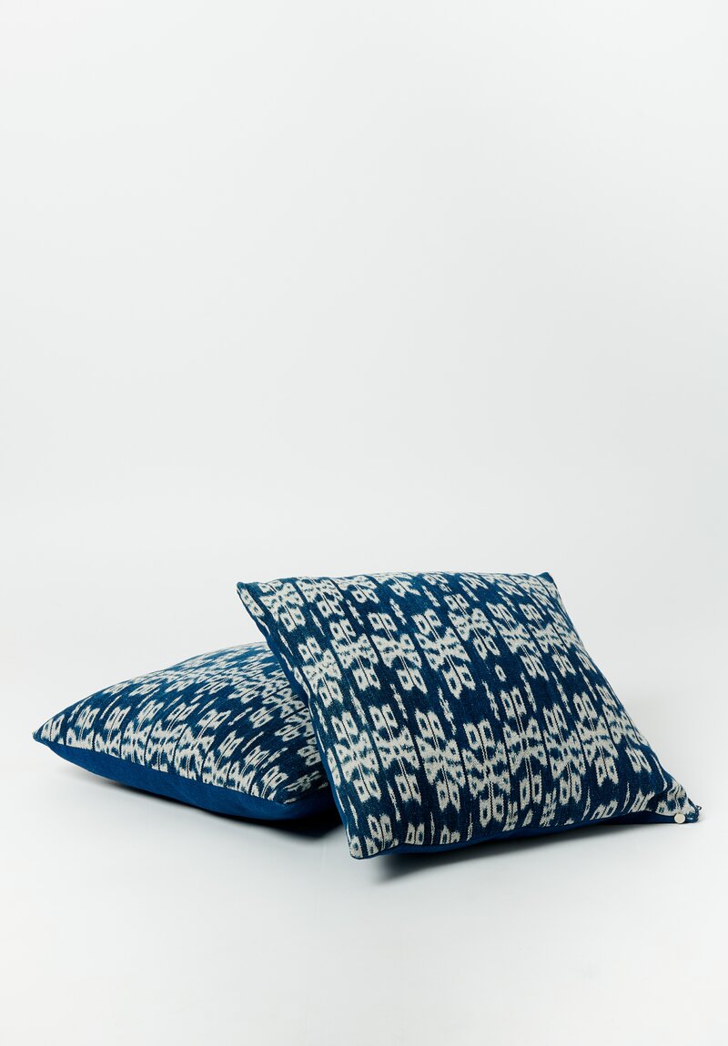 Cotton Ikat Sumba Shawl Pillow in Indigo Blue II	