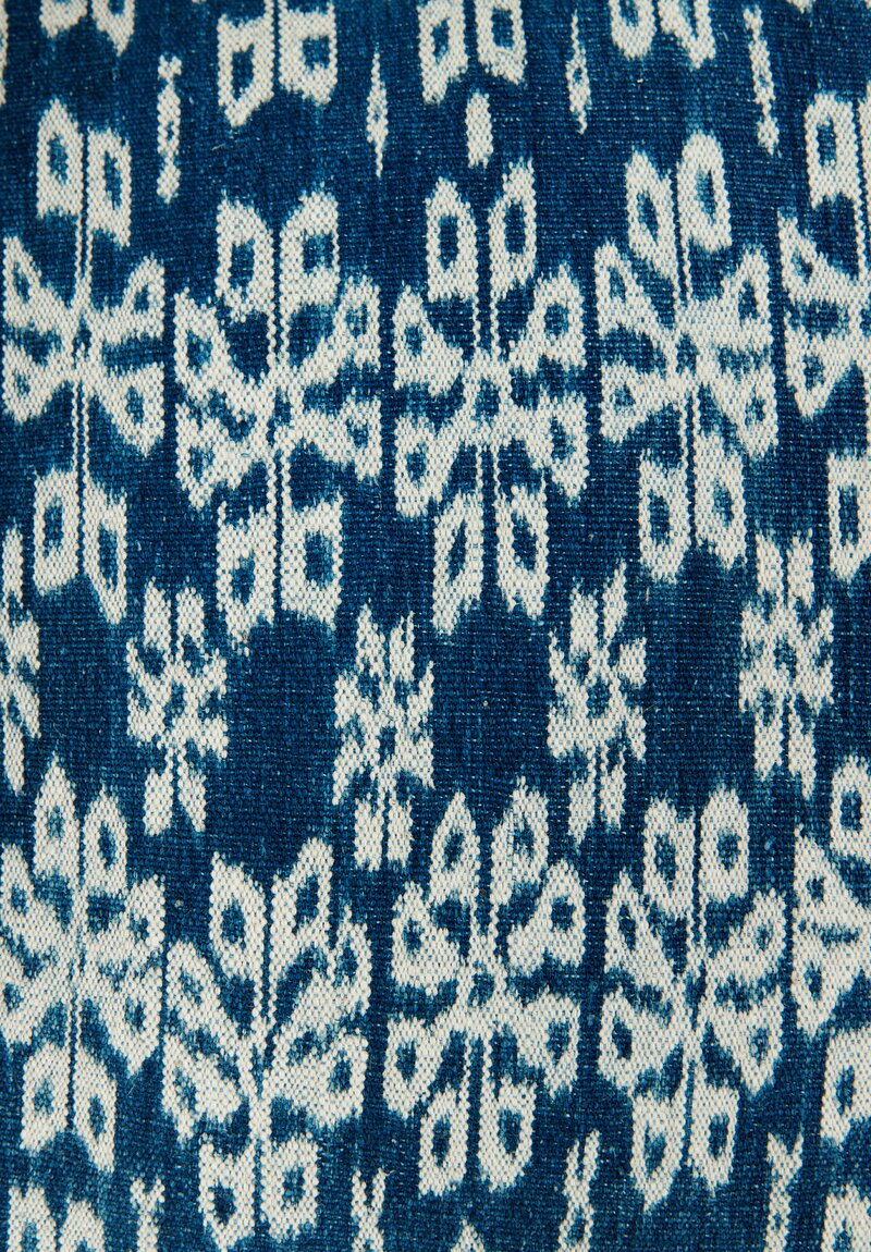 Cotton Ikat Sumba Shawl Pillow in Indigo Blue II	