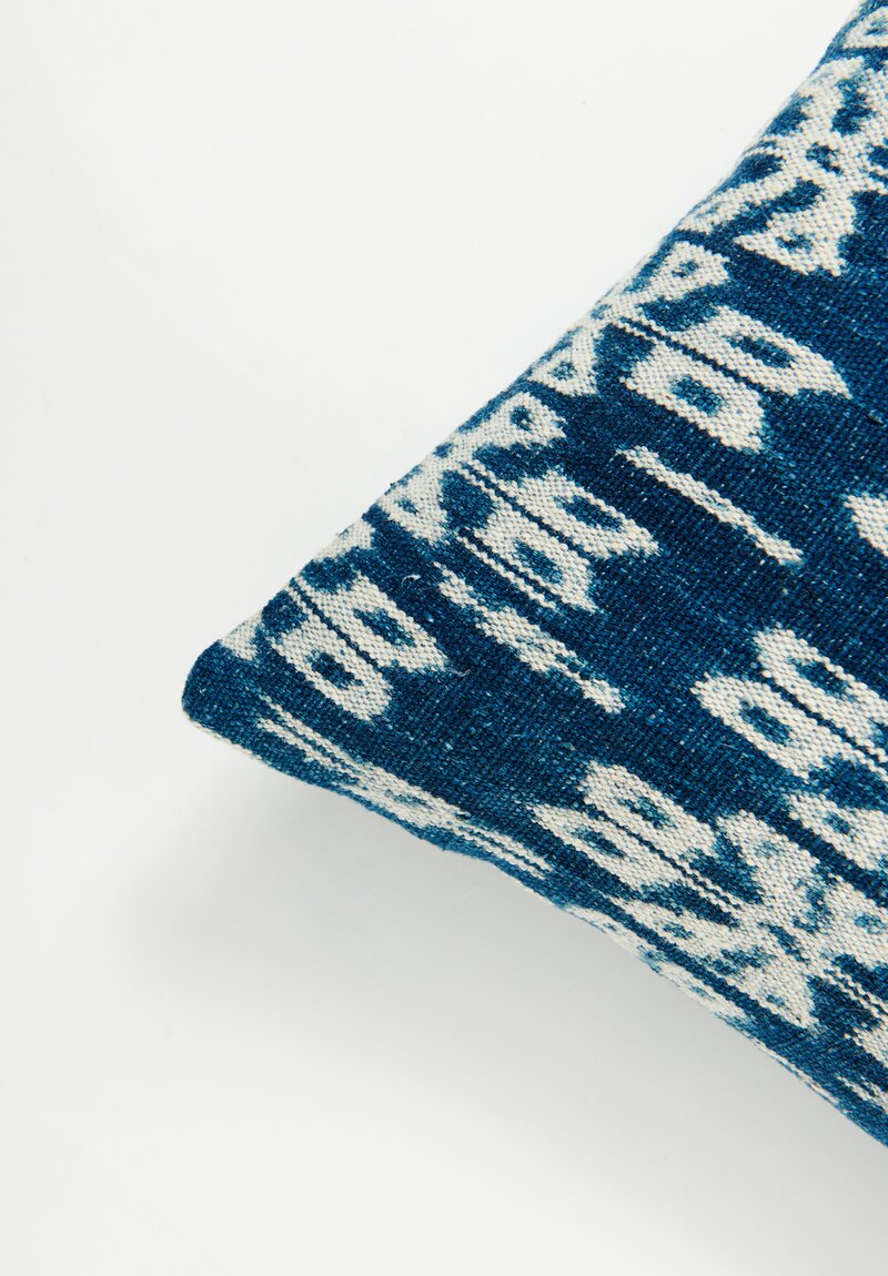 Cotton Ikat Sumba Shawl Pillow in Indigo Blue II	