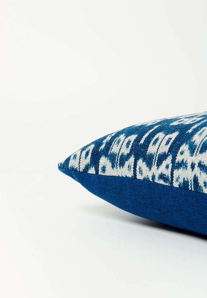 Cotton Ikat Sumba Shawl Pillow in Indigo Blue II	