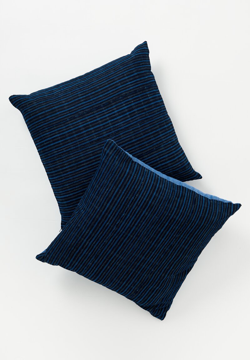 Antique Yoruba Pillow in Indigo Blue Stripe Ii