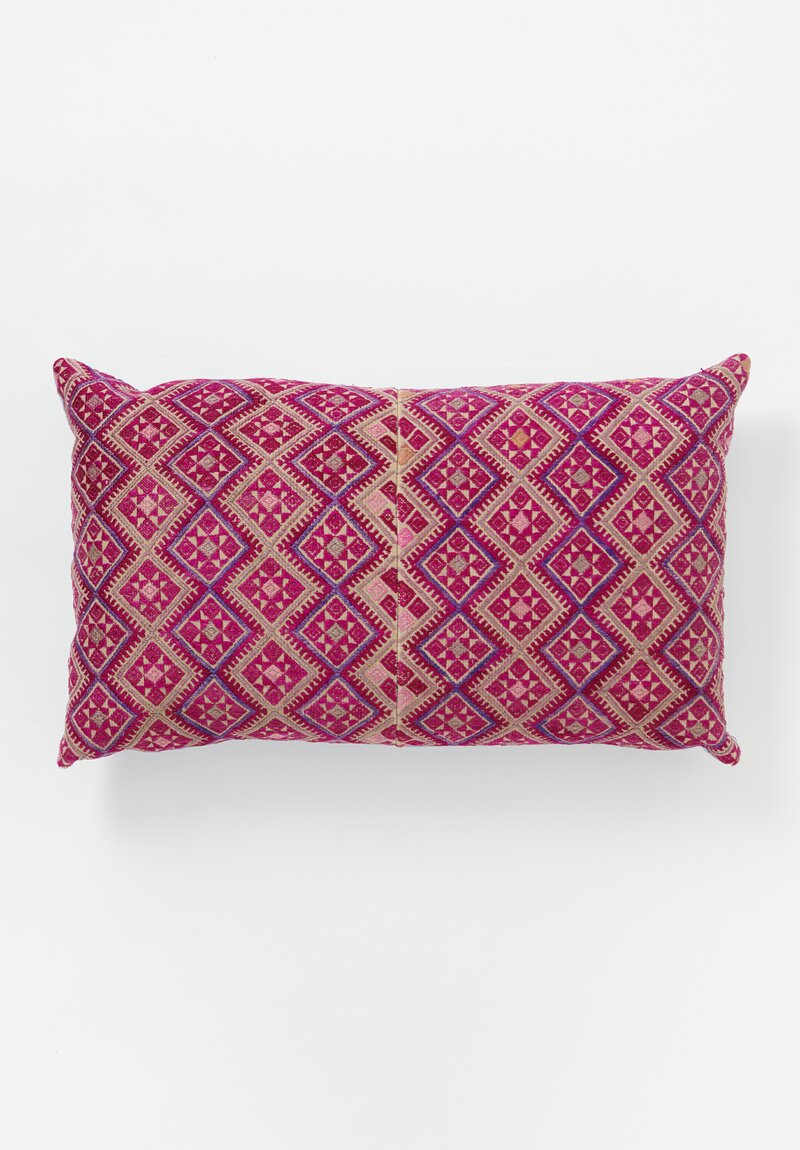 Antique Zhuang Wedding Blanket Pillow in Pink Fuchsia II	