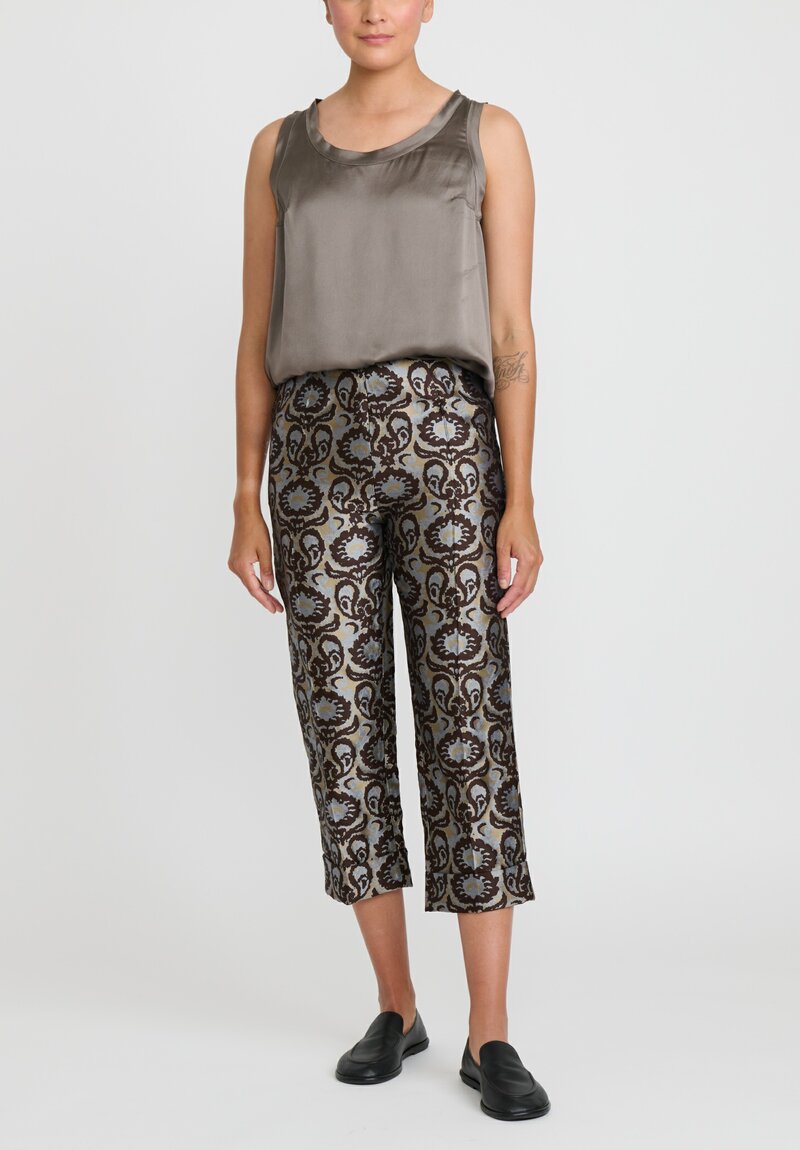 Antonio Marras Jacquard Arianna Pants in Gold, Silver & Brown | Santa ...