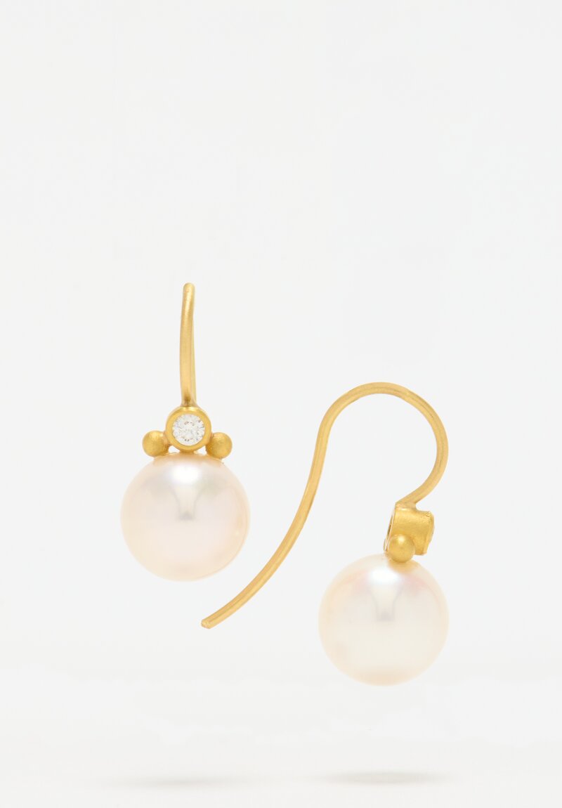 Denise Betesh 18k, Diamond and Freshwater Pearl Earrings	
