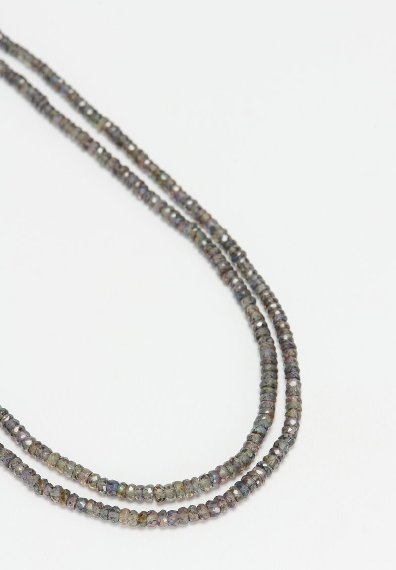 Denise Betesh 18k, 22k, Charcoal Green Double Strand Sapphire Necklace	