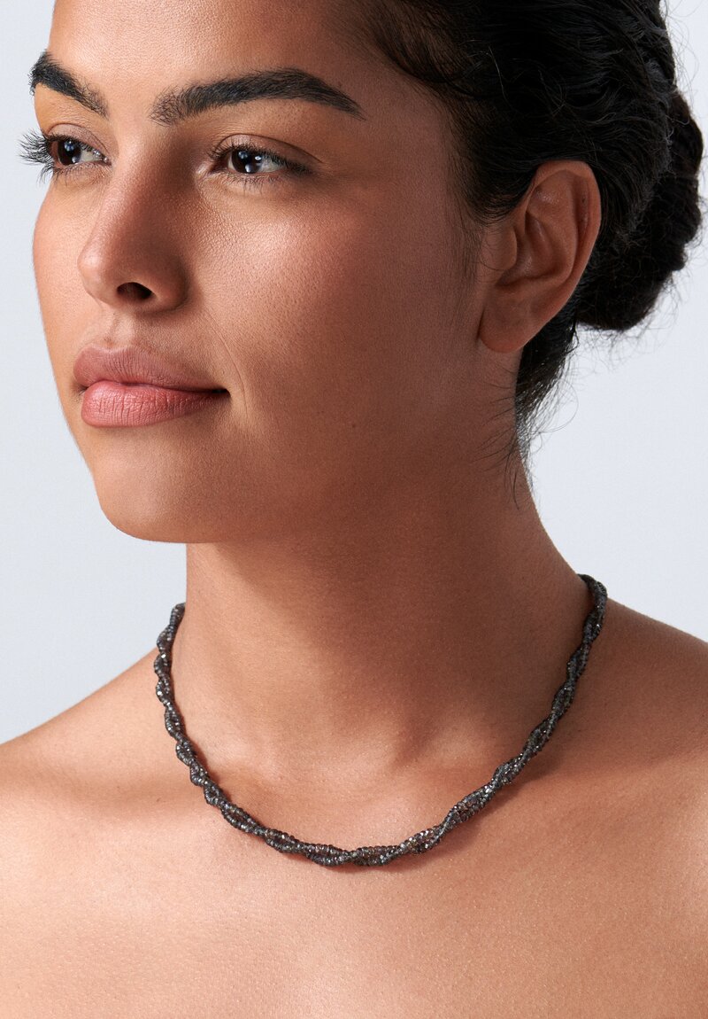 Denise Betesh 18k, 22k, Charcoal Green Double Strand Sapphire Necklace	