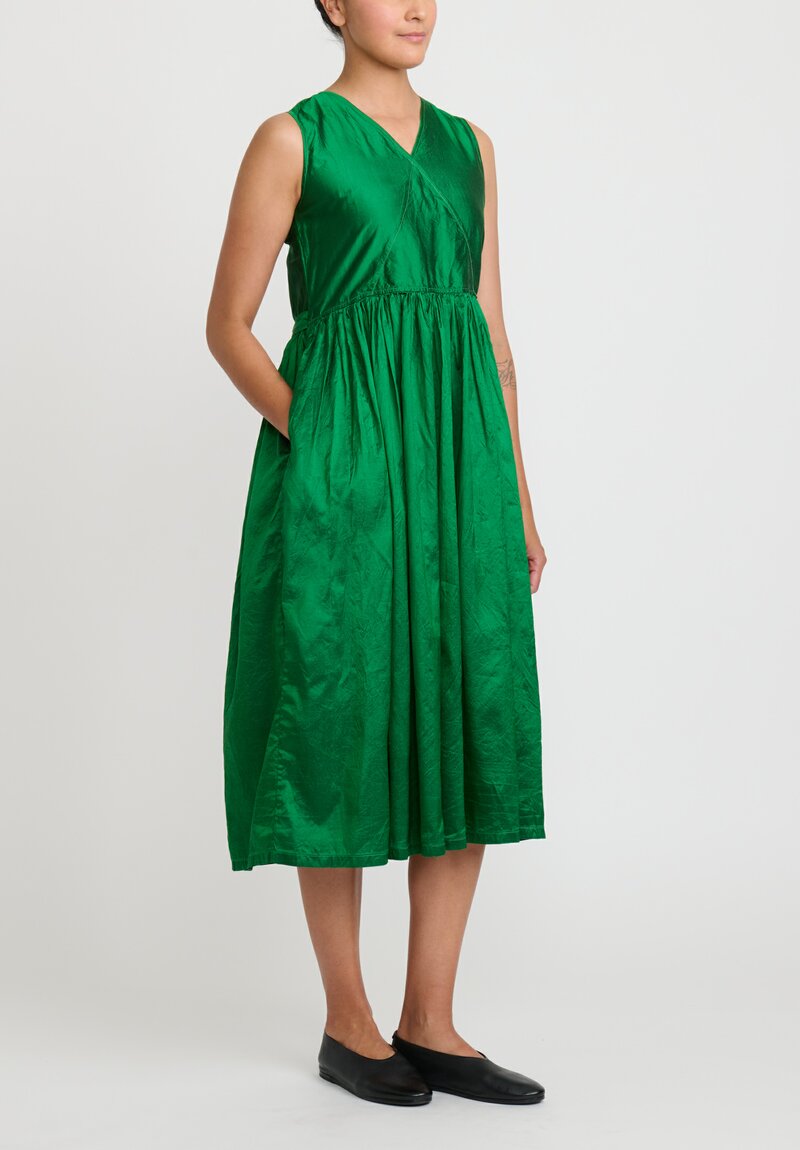 Christian Peau Sleeveless V-Neck Dress in Emerald Green