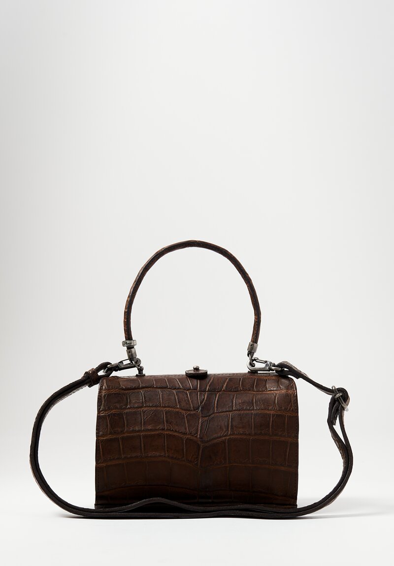 Christian Peau Crocodile Handbag Dark Brown	