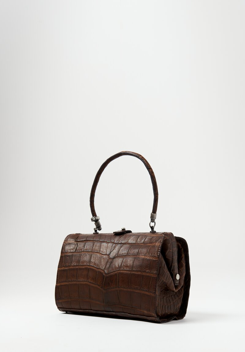 The Row Crocodile Bucket Bag in Brown