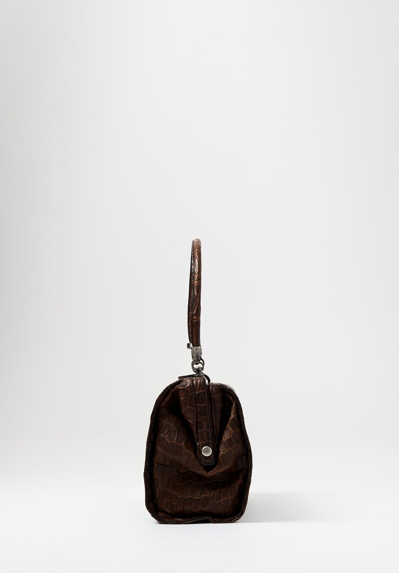 Christian Peau Crocodile Handbag Dark Brown	