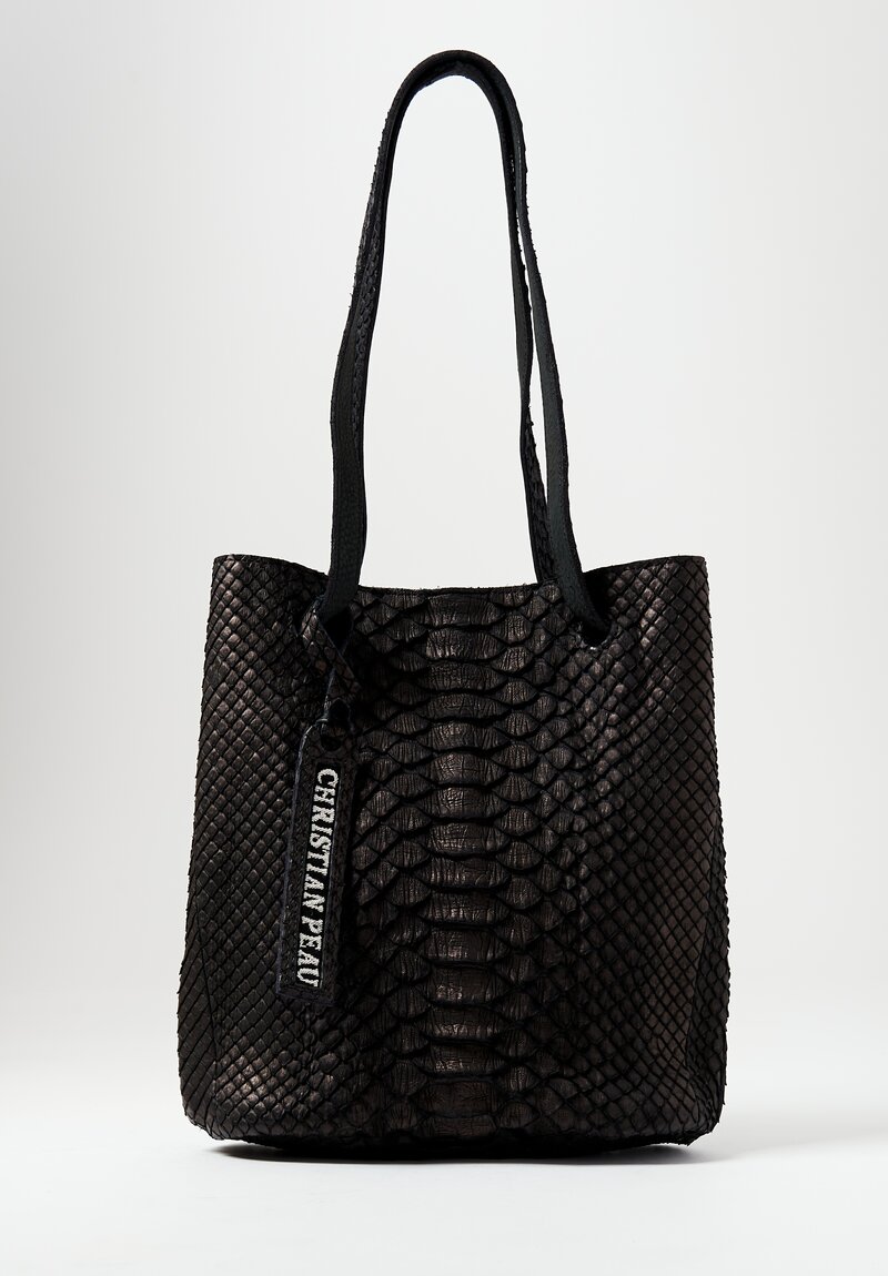 Women's Leather Python Bag Black and White Leather Bag 