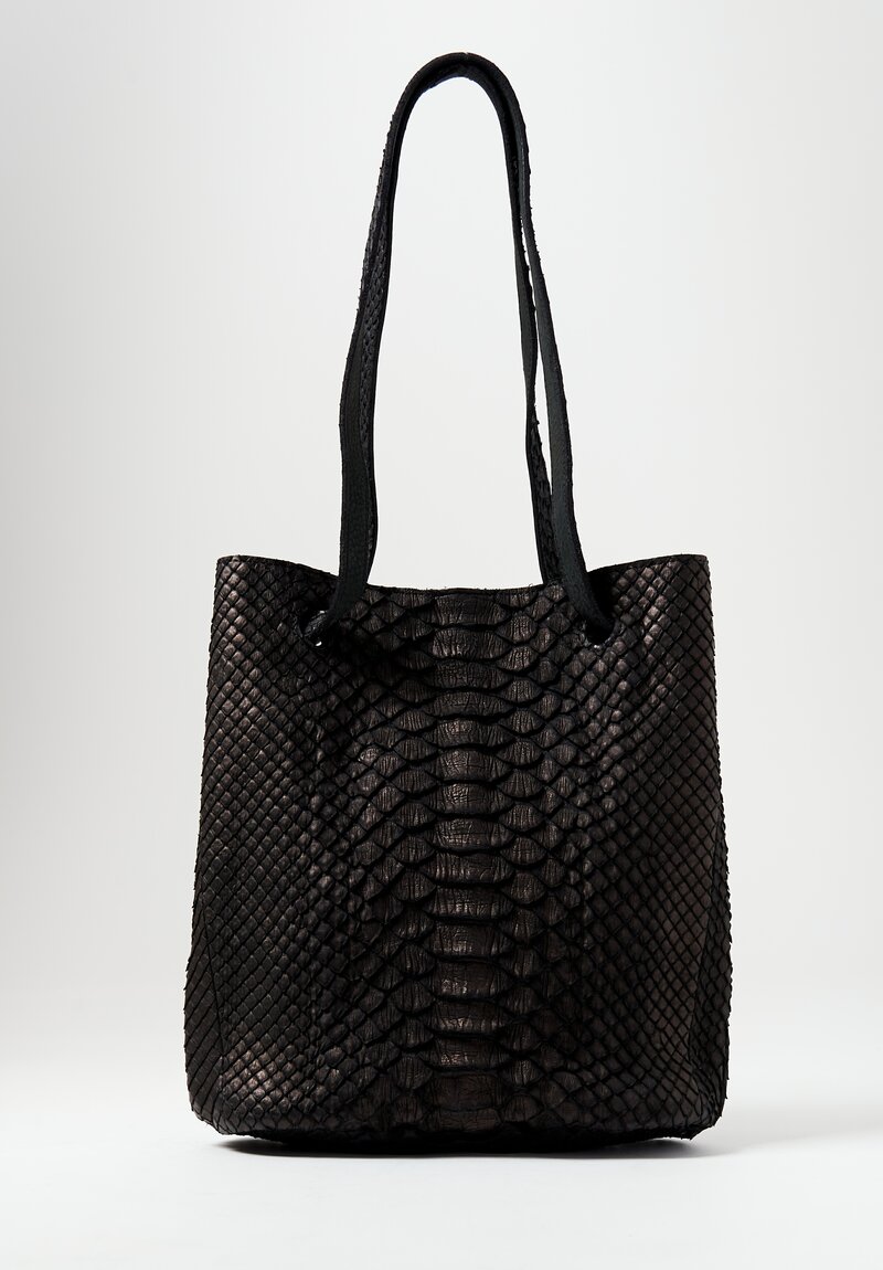 Christian Peau Python Leather Small Bucket Bag Black	