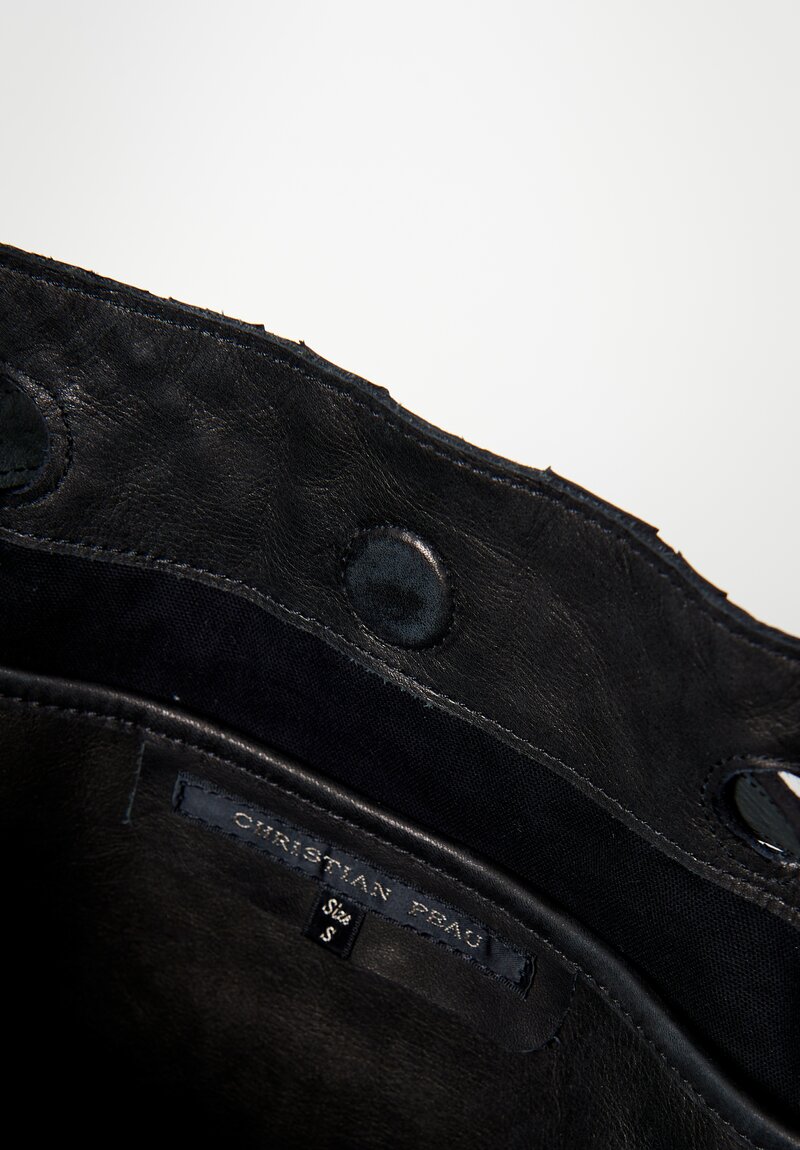 Christian Peau Python Leather Small Bucket Bag Black	