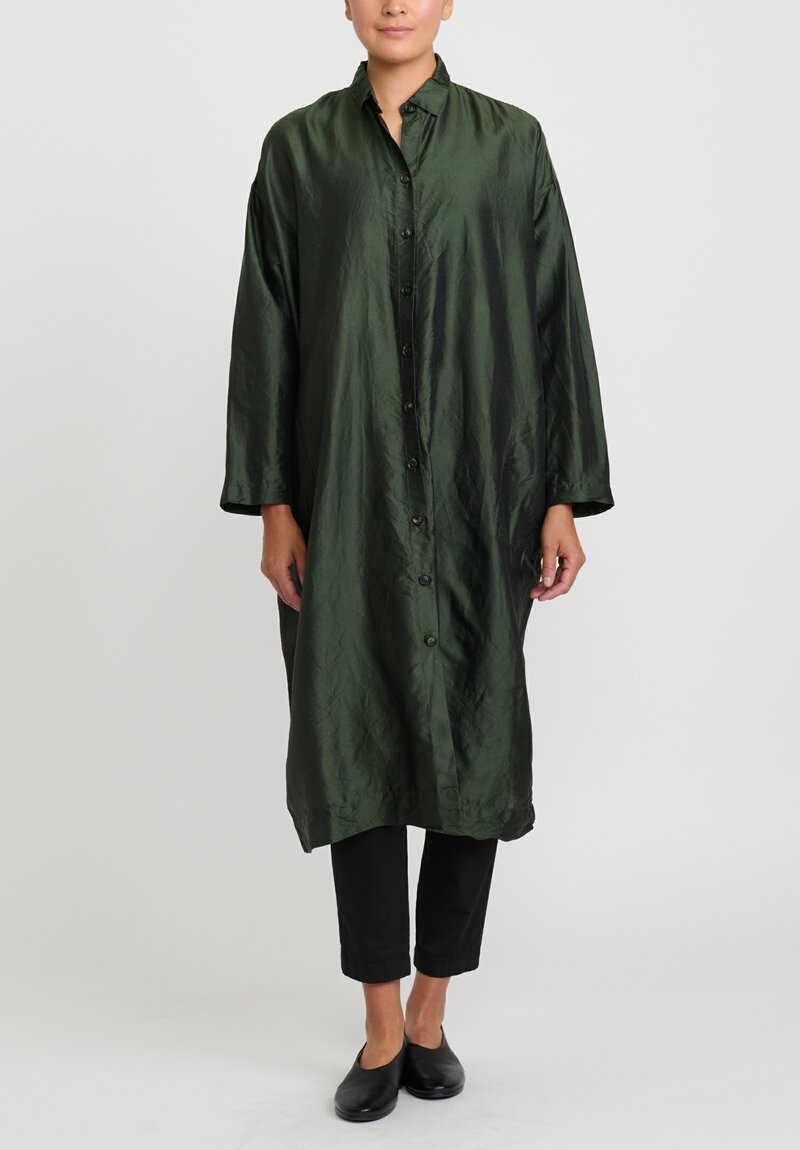 Christian Peau Silk Easy Dress in Kale Green	