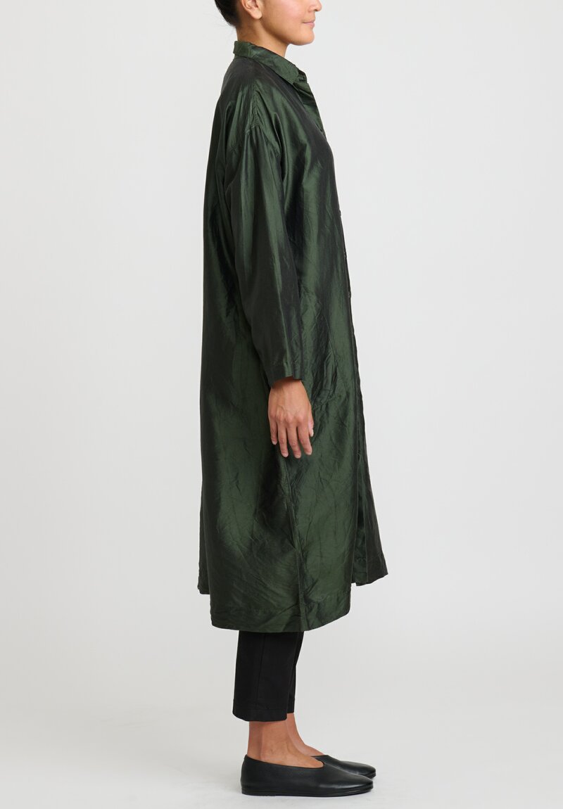 Christian Peau Silk Easy Dress in Kale Green	