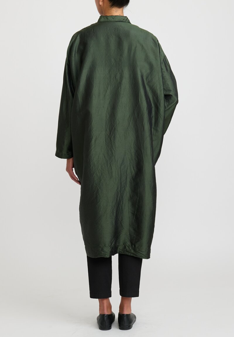 Christian Peau Silk Easy Dress in Kale Green	