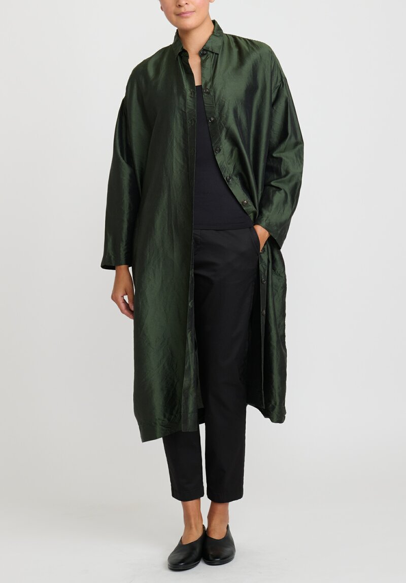 Christian Peau Silk Easy Dress in Kale Green	