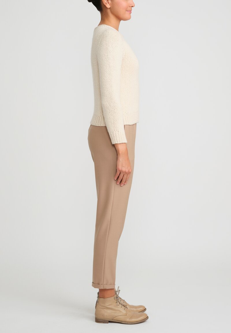 Wommelsdorff Hand Knit Cashmere Lana Sweater in Natural Oatmeal	