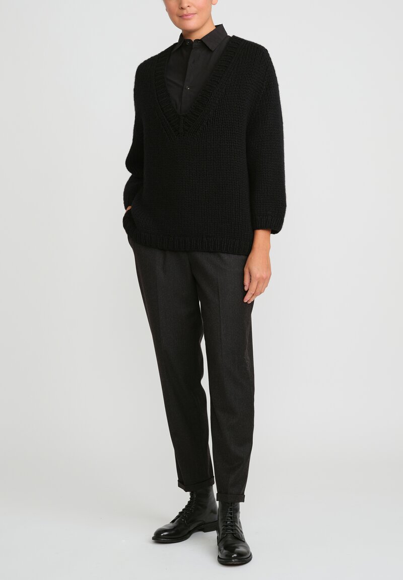 Wommelsdorff Hand Knit Cashmere Dara Sweater in Black	