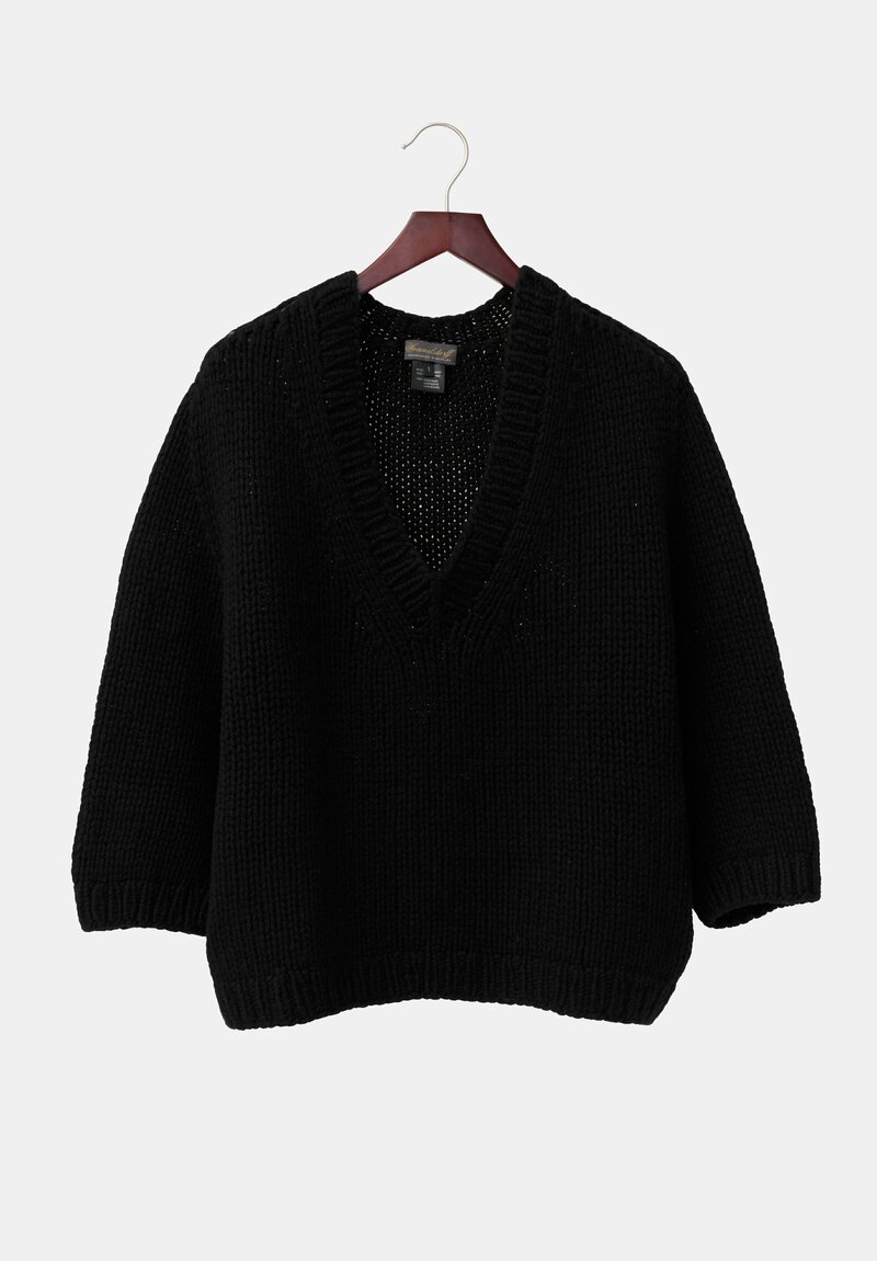 Wommelsdorff Hand-Knit Cashmere Dara Sweater in Black	