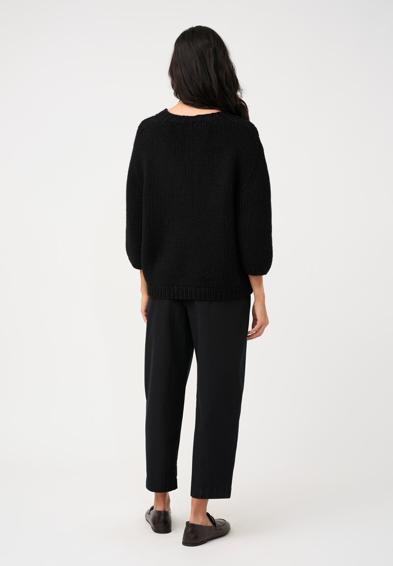 Wommelsdorff Hand-Knit Cashmere Dara Sweater in Black