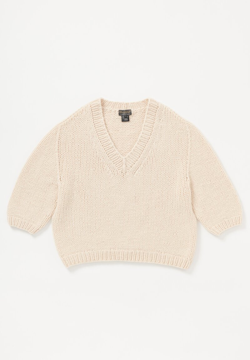 Wommelsdorff Hand Knit Cashmere Dara Sweater in Natural Oatmeal	