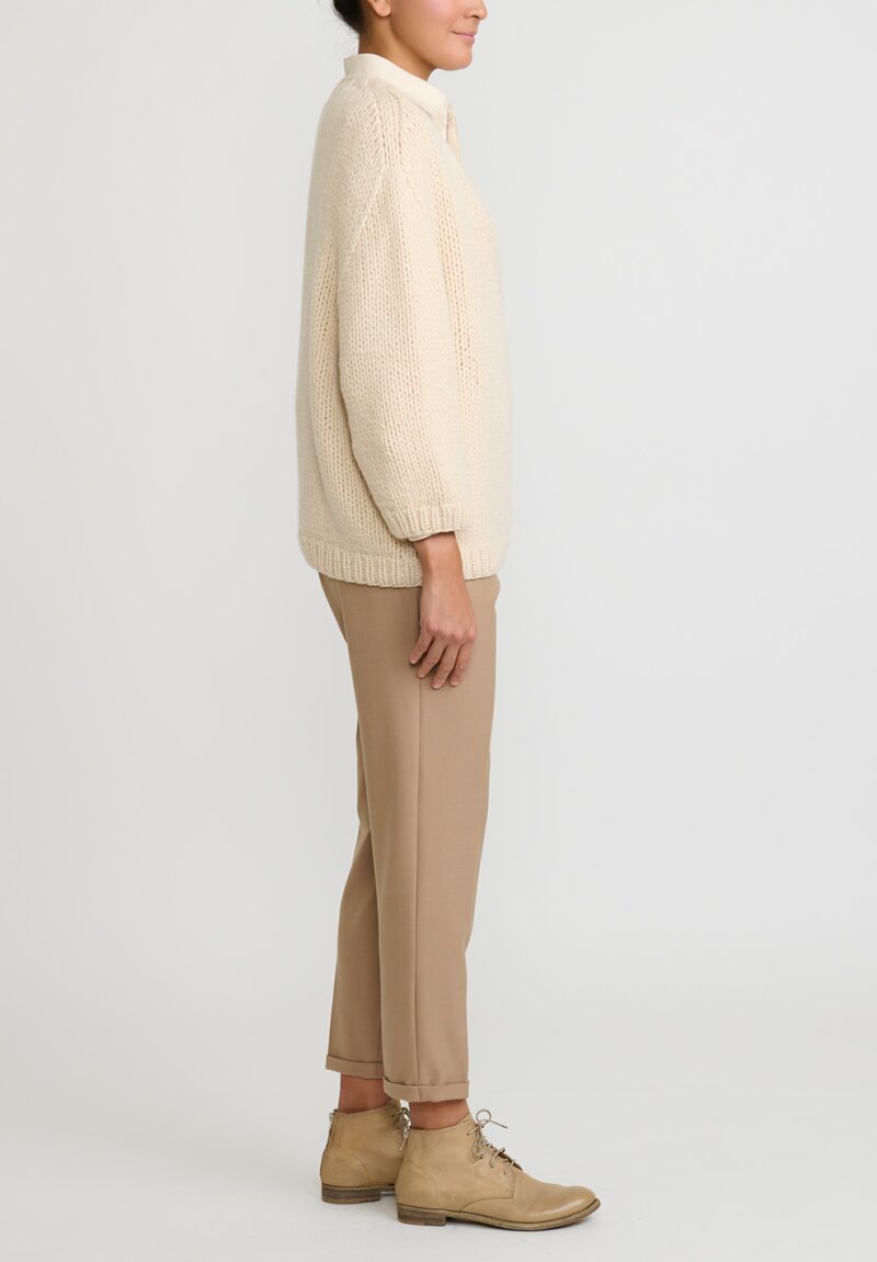 Wommelsdorff Hand Knit Cashmere Dara Sweater in Natural Oatmeal