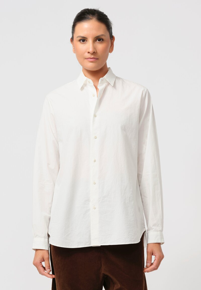 Kaval Sea Island Typewriter Cotton Basic Plain Shirt in Off White	